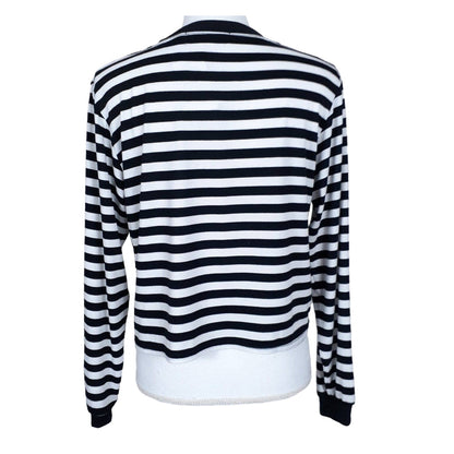 Cotton Emporium Striped Top Small Black/White NEW Crew Neck Long Sleeves Crop