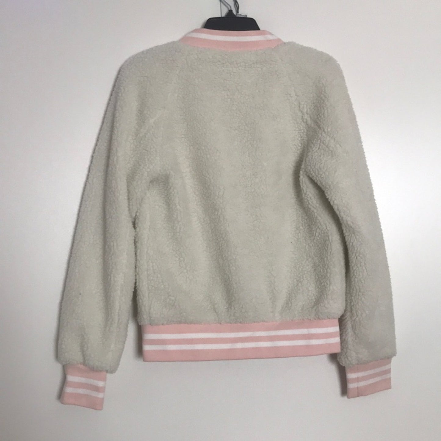 Wild Honey New Sherpa Button Down Jacket Small Junior YOUTH Cream Pink coat snap