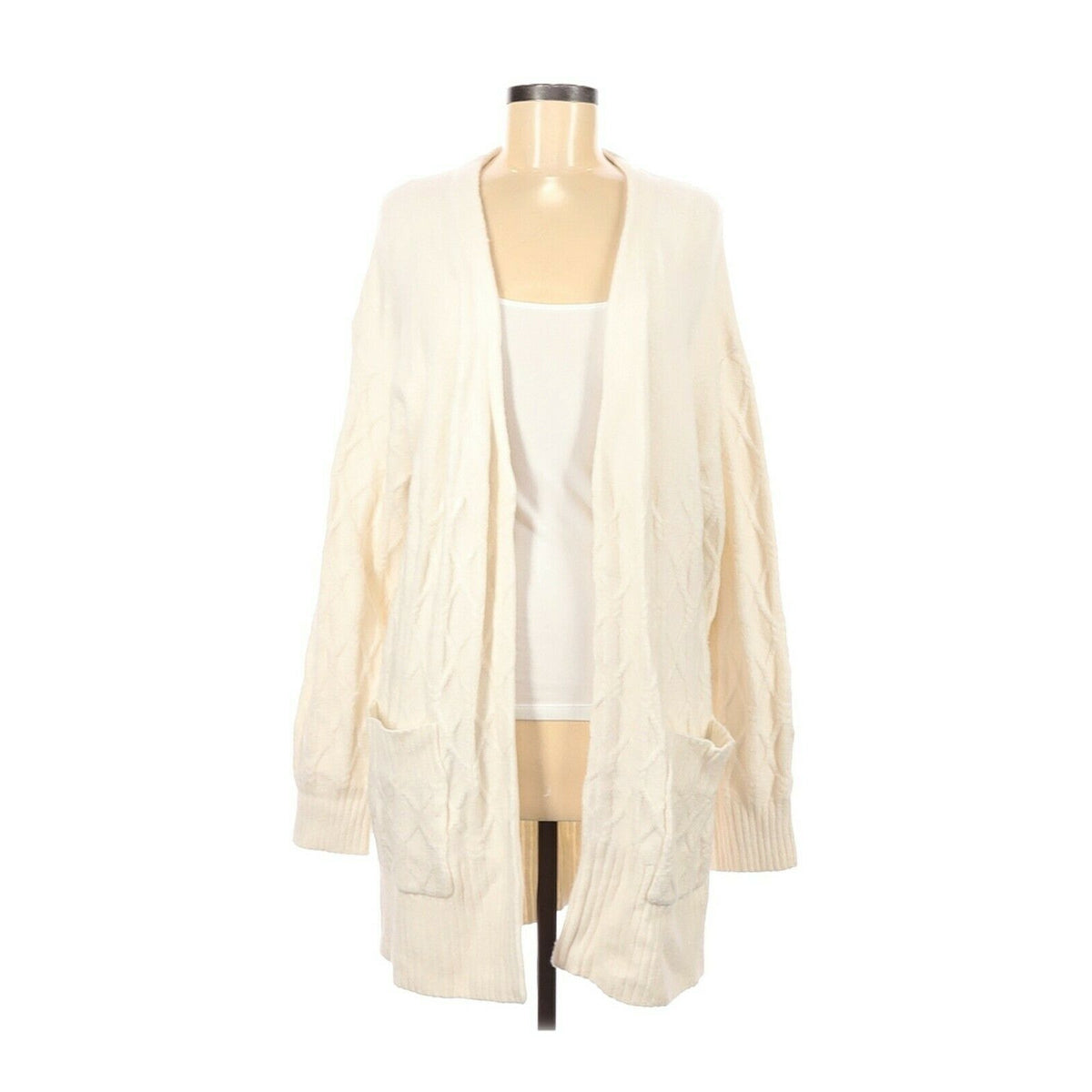 Treasure & Bond Boho Cashmere Open Front Cardigan Sweater Long Sleeve Ivory M