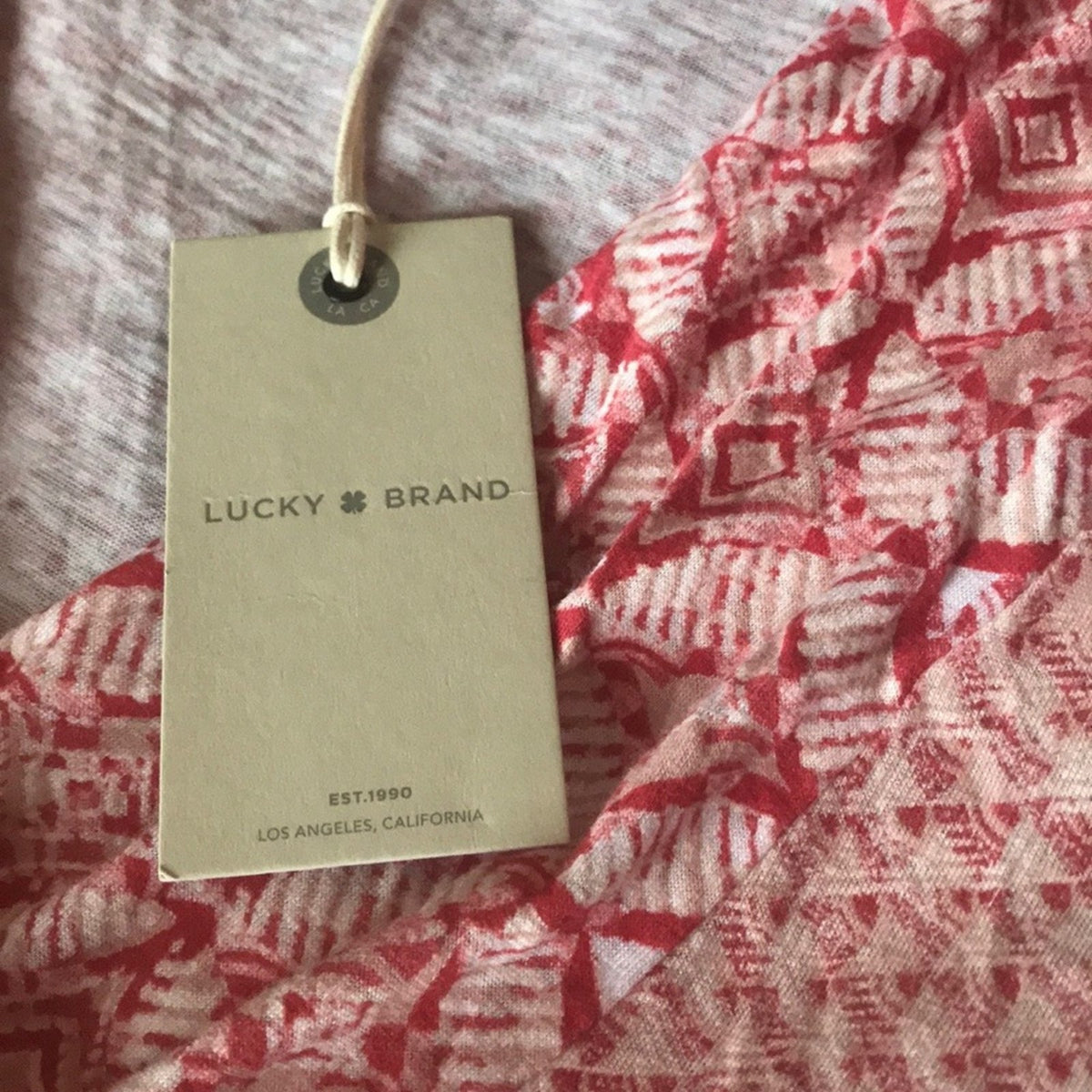Lucky Brand Deco Geo Surplice Neck Top Size Medium