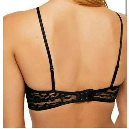 FREE PEOPLE Toni Bralette Bra Lace Leopard Print X-Small NWT $38 Black