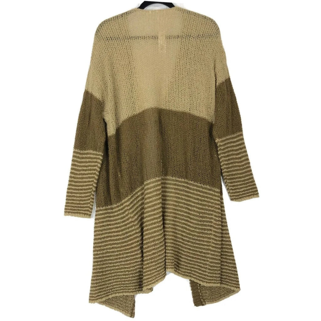 Stitchdrop Open Front Cardigan Sweater Large Ombre Combo/Tan NEW Flyaway Front