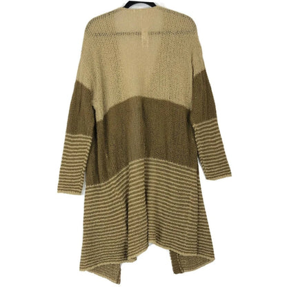 Stitchdrop Open Front Cardigan Sweater Large Ombre Combo/Tan NEW Flyaway Front