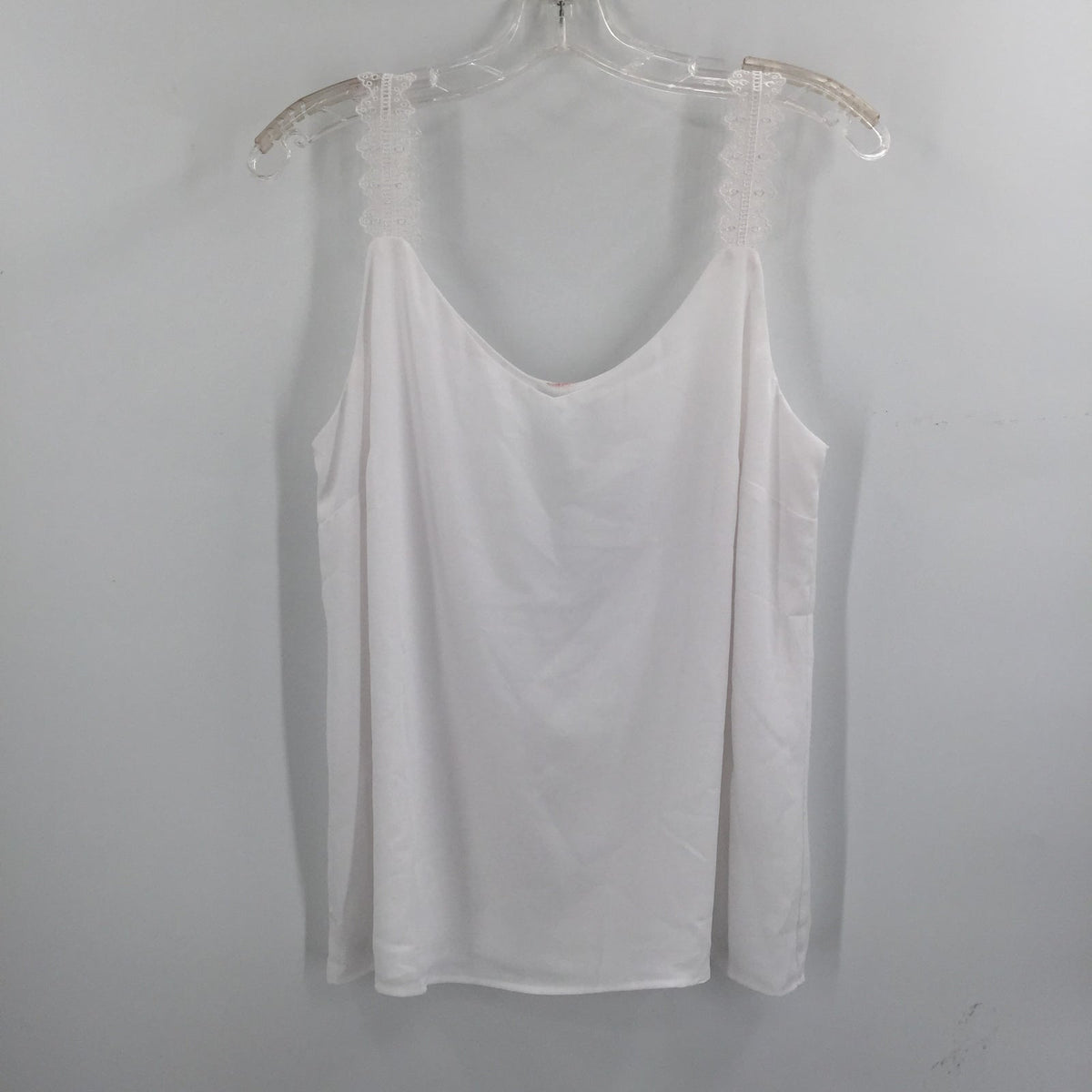 T Tahari Women's Breaker Cami Top Lace Strape Sleeveless White Size Large NWT