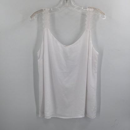 T Tahari Women's Breaker Cami Top Lace Strape Sleeveless White Size Large NWT