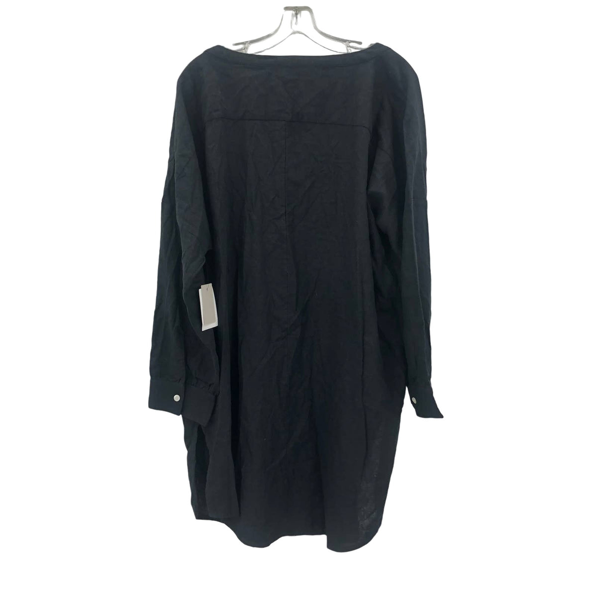 Chelsea28 NWT Solid Black T-Shirt Dress Long Sleeve Size Large Linen Lightweight