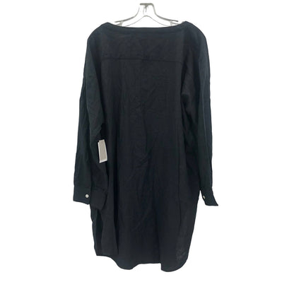 Chelsea28 NWT Solid Black T-Shirt Dress Long Sleeve Size Large Linen Lightweight