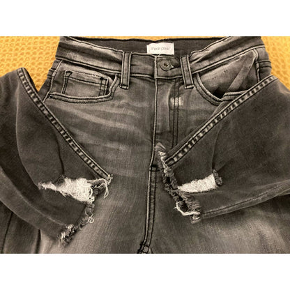 Sneak Peek Women's Frayed High Waist Skinny Boyfriend Jeans Size 1/W25 Black NWT