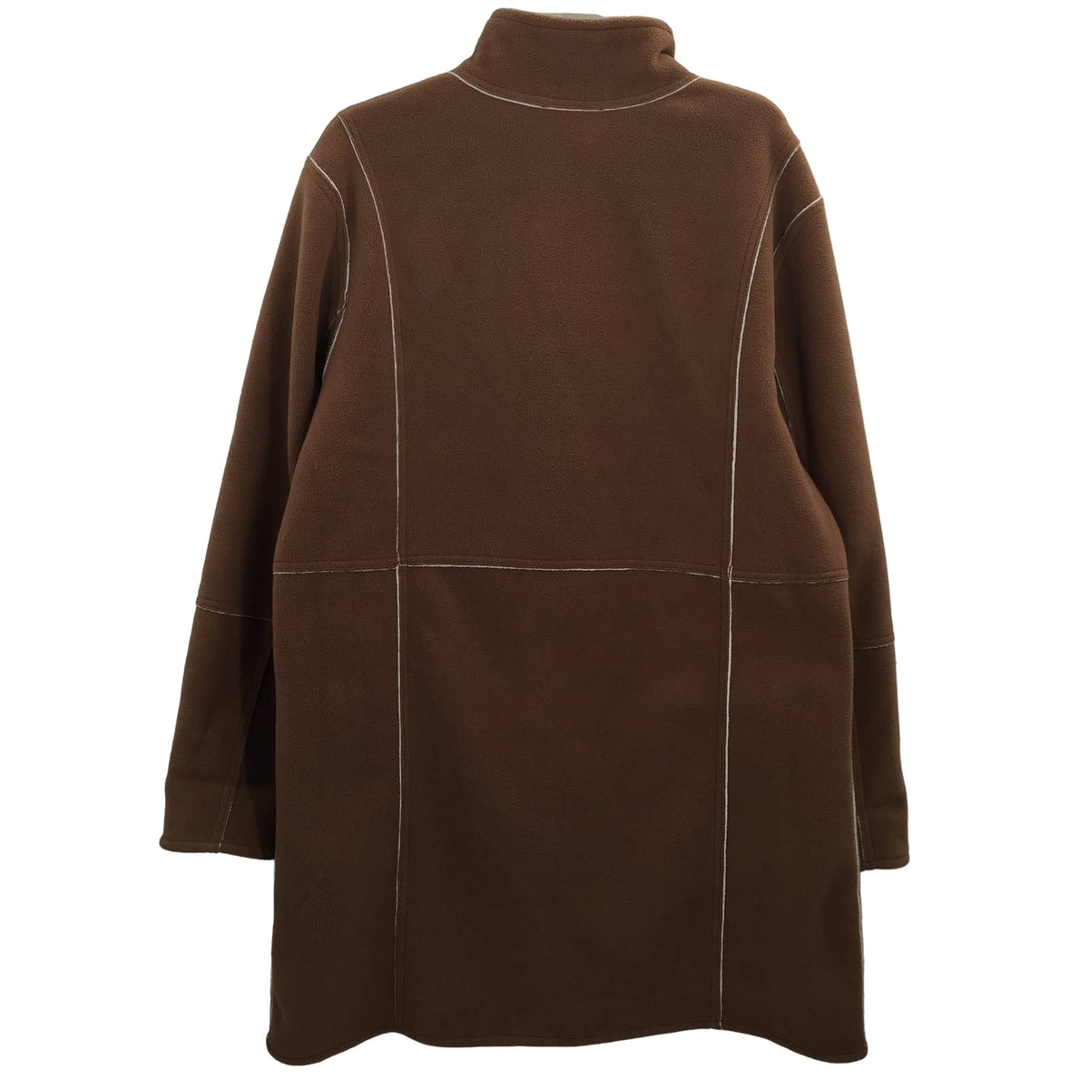 QVC XL Reversible button Front Fleece Jacket Coat Long Sleeves Brown Side Pocket