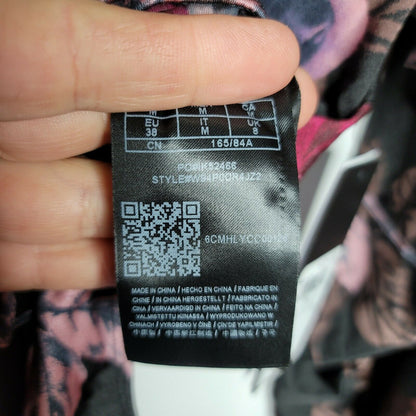 Guess Thong Bodysuit Top Blouse Kimono Sleeves Floral Jazzi Printed Black Size XS
