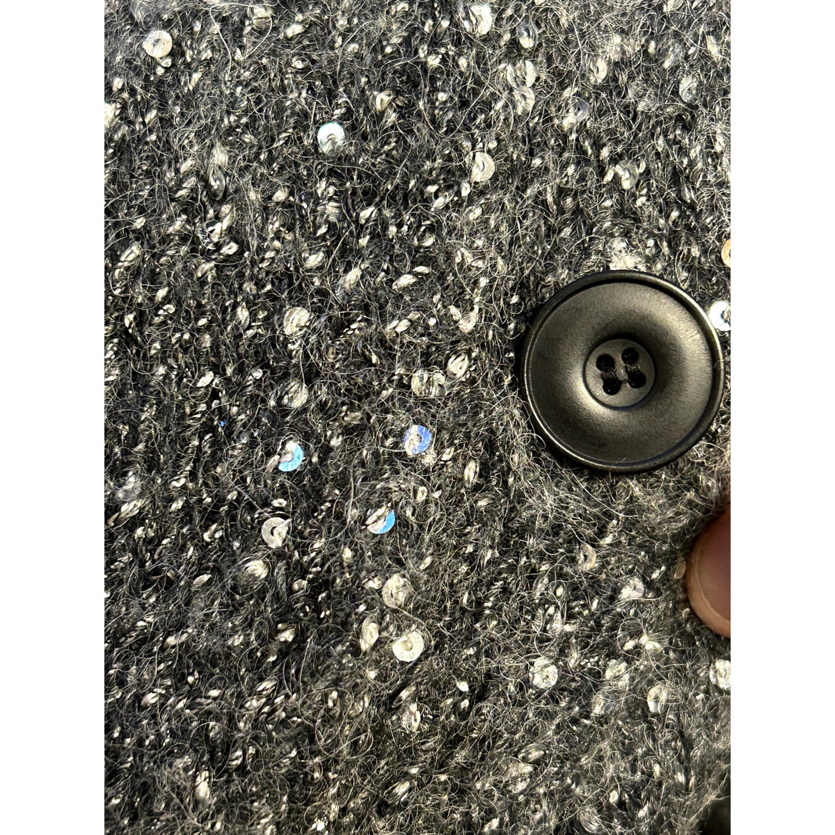 ATM NWT Charcoal Gray Sequin Button Cardigan Sweater Long Sleeve V-Neck Size XS