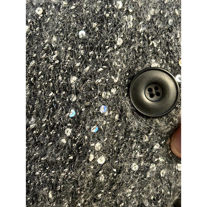 ATM NWT Charcoal Gray Sequin Button Cardigan Sweater Long Sleeve V-Neck Size XS