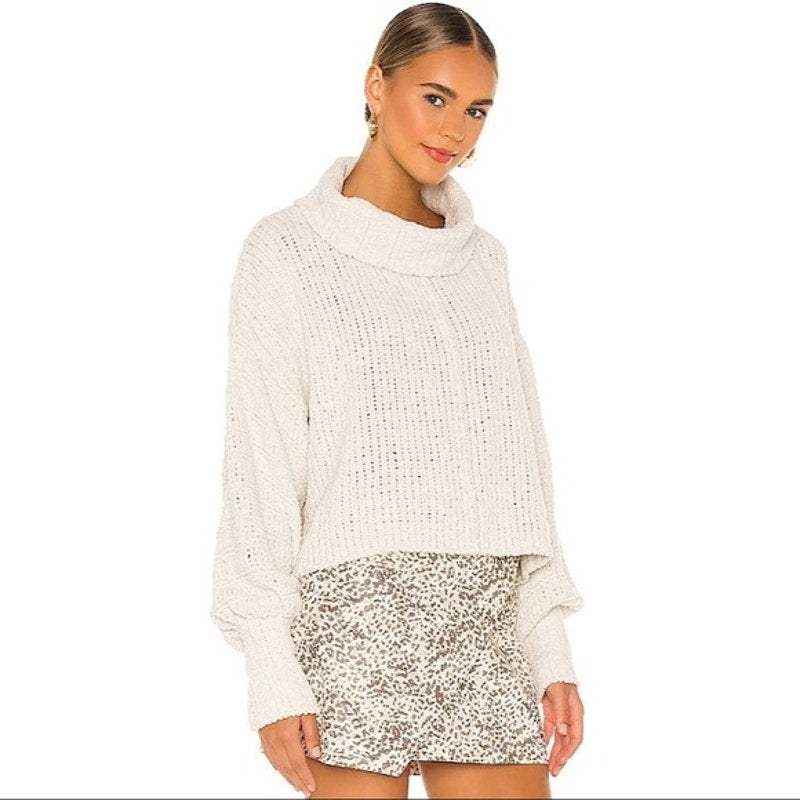 Free People NWT Be Yours Cowl Neck Sweater in Vanilla Bean Size Large