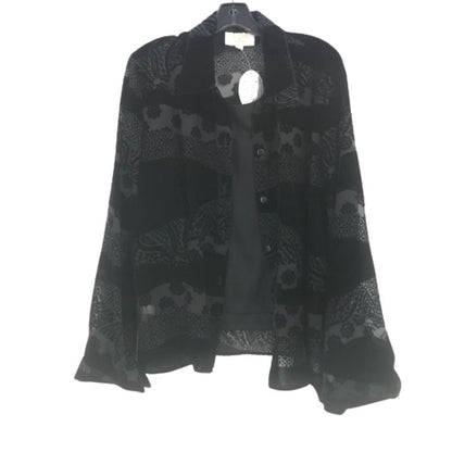 Uchi By Rafael Matz 2 Piece Set Black Velvet Sheer Floral Jacket Tank Large NWT