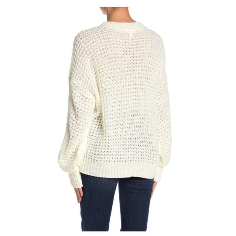Abound Clematis Textured Blouson Sleeve Crew Neck Sweater Extra Small Ivory NEW