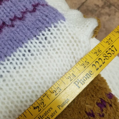 NEW Caslon Pullover Sweater V-Neck Long Sleeves Mixed Stripe Purple Multi 2X