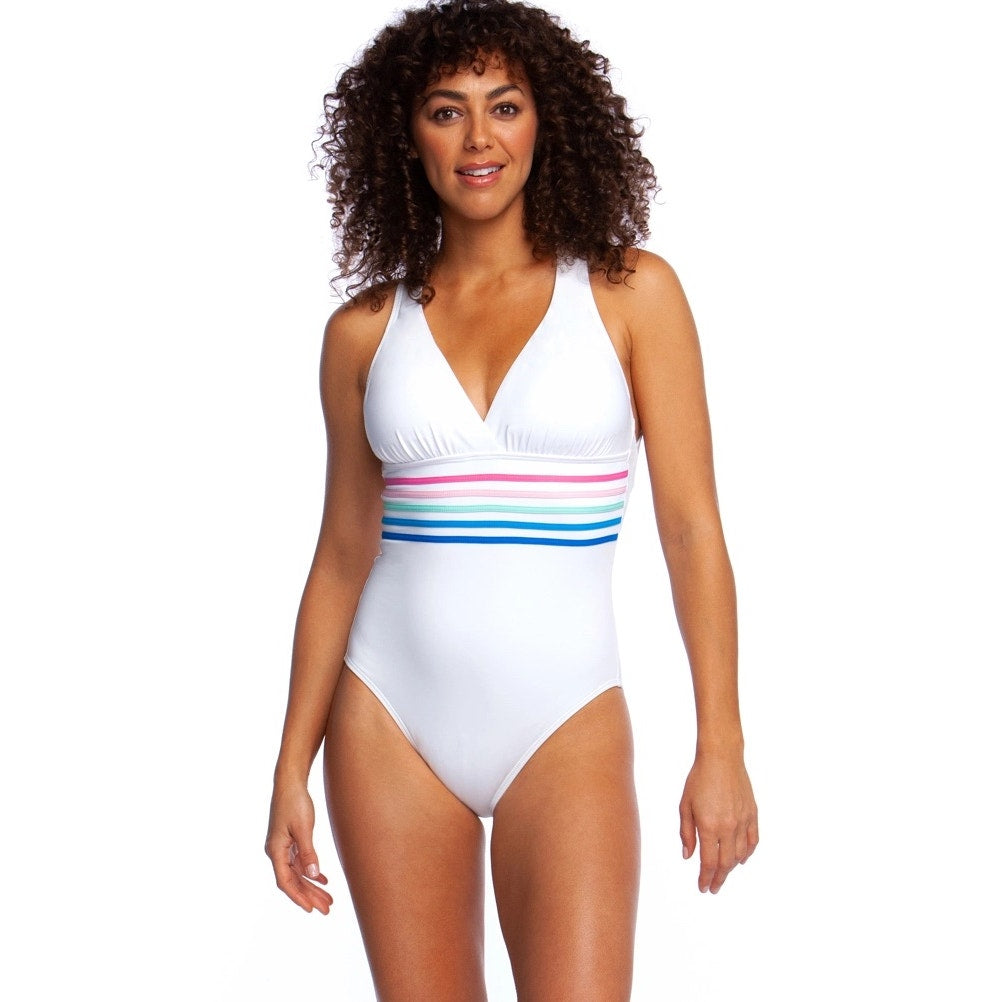 La Blanca NWT Spectrum White Cross Back One Piece Swimsuit Size 14