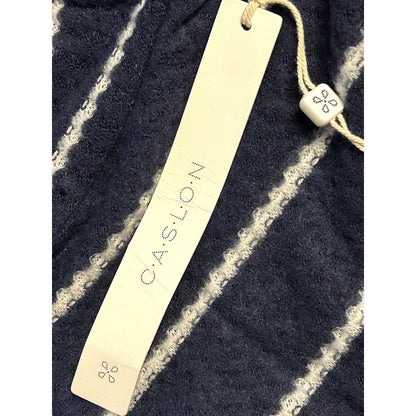 Caslon NWT Navy Blue Long Sleeve Striped Waffle Knit Tunic Top Small