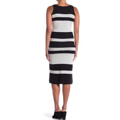 Catherine Malandrino Scoop Neck Black & White Stripe Sweater Dress Small NWT