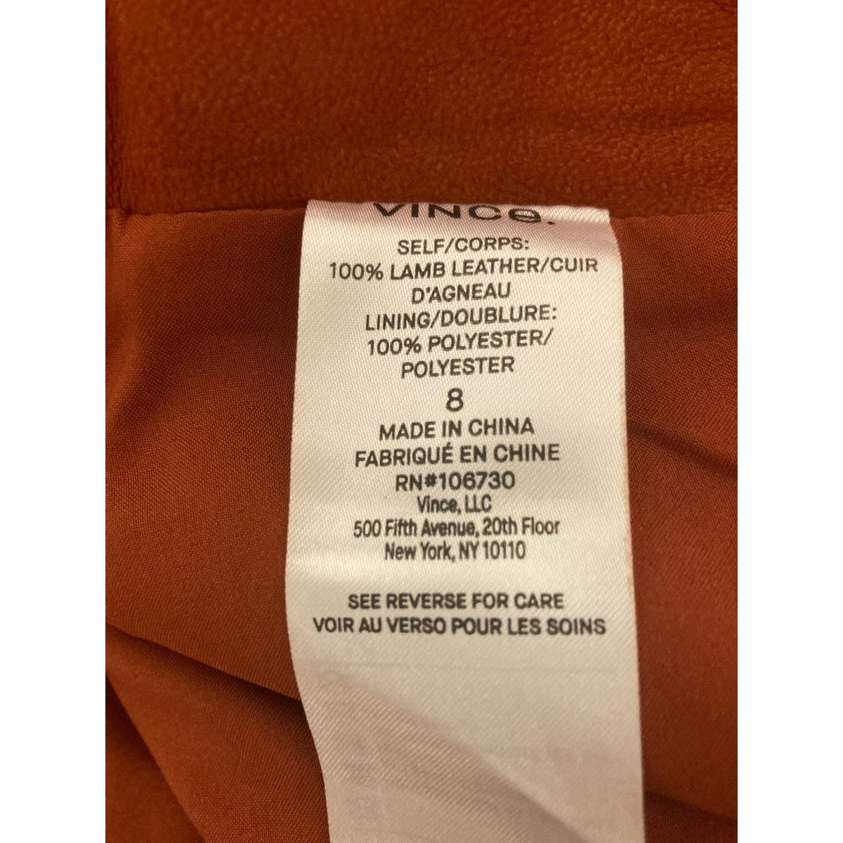 Vince Women's Wide Leg Cropped Lamb Leather Pants Size 8 Dark Brick Rust NWT