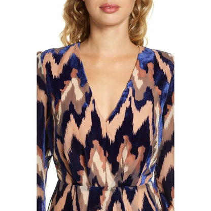 Harlyn Velvet Burnout Long Sleeve Cocktail Dress Tauney Size Small