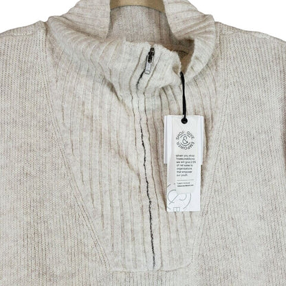 Treasure & Bond Quarter Zip Mock Neck Sweater Sz Small in Beige Oatmeal NWT