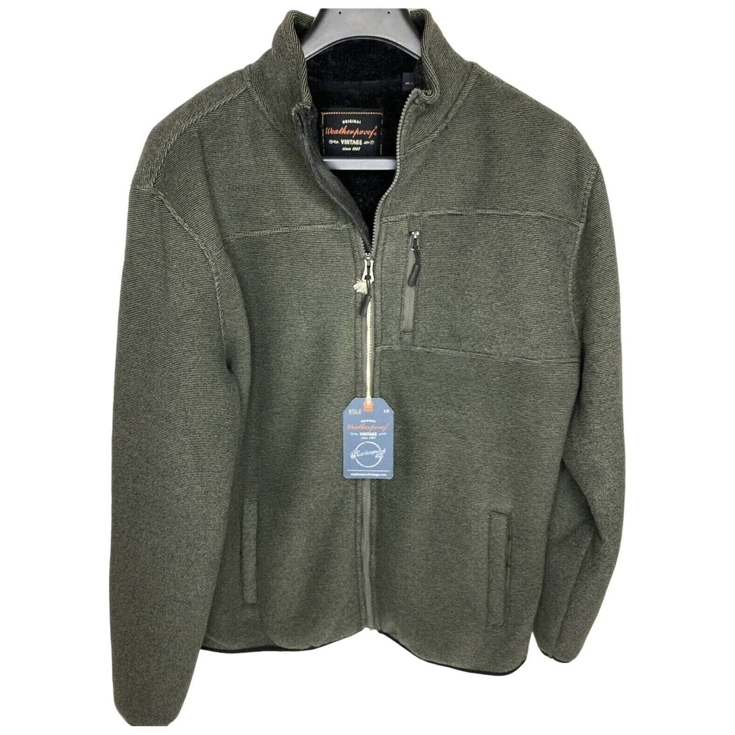 Weatherproof Mens Faux Fur-Lined Zip Jacket Sz Large Dusty Olive NWT