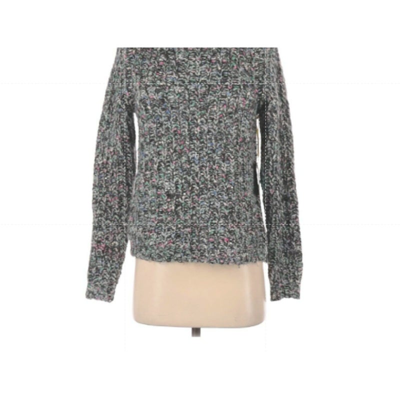 Cece NWT Pullover Grey Sweater Long Sleeve Multicolor Crew Neck Size XS