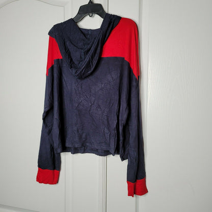 Tommy Hilfiger Color Blocked Cropped Knit Jersey Long sleeve Hoodie Size XL New