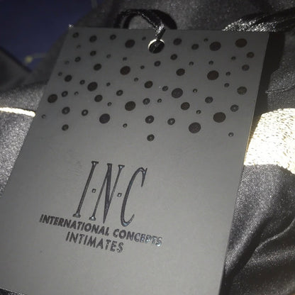 INC Metallic Trim Black Matte Satin Pajama Top Size XXL