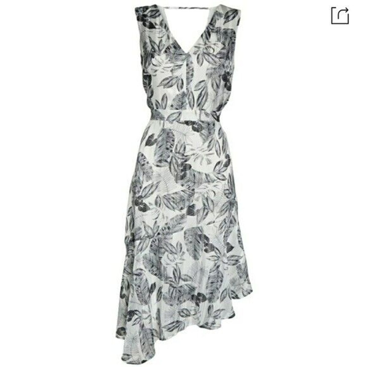 Sam Edelman Women’s Asymmetrical Sleeveless Midi Dress Size 12 Black/White NWT