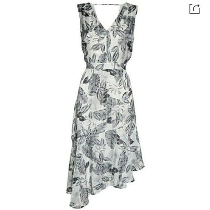 Sam Edelman Women’s Asymmetrical Sleeveless Midi Dress Size 12 Black/White NWT