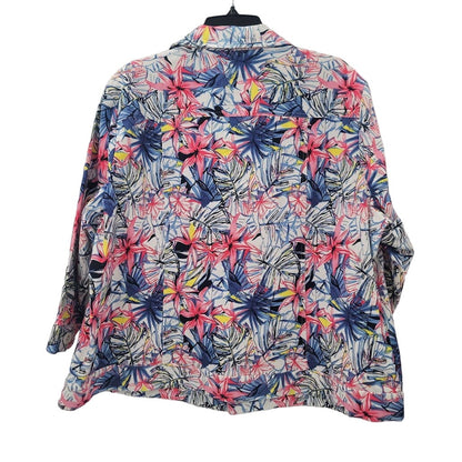 Draper & Damons Womens 2X Casual bLUE Pink Yellow Lightweight Coat Jacket