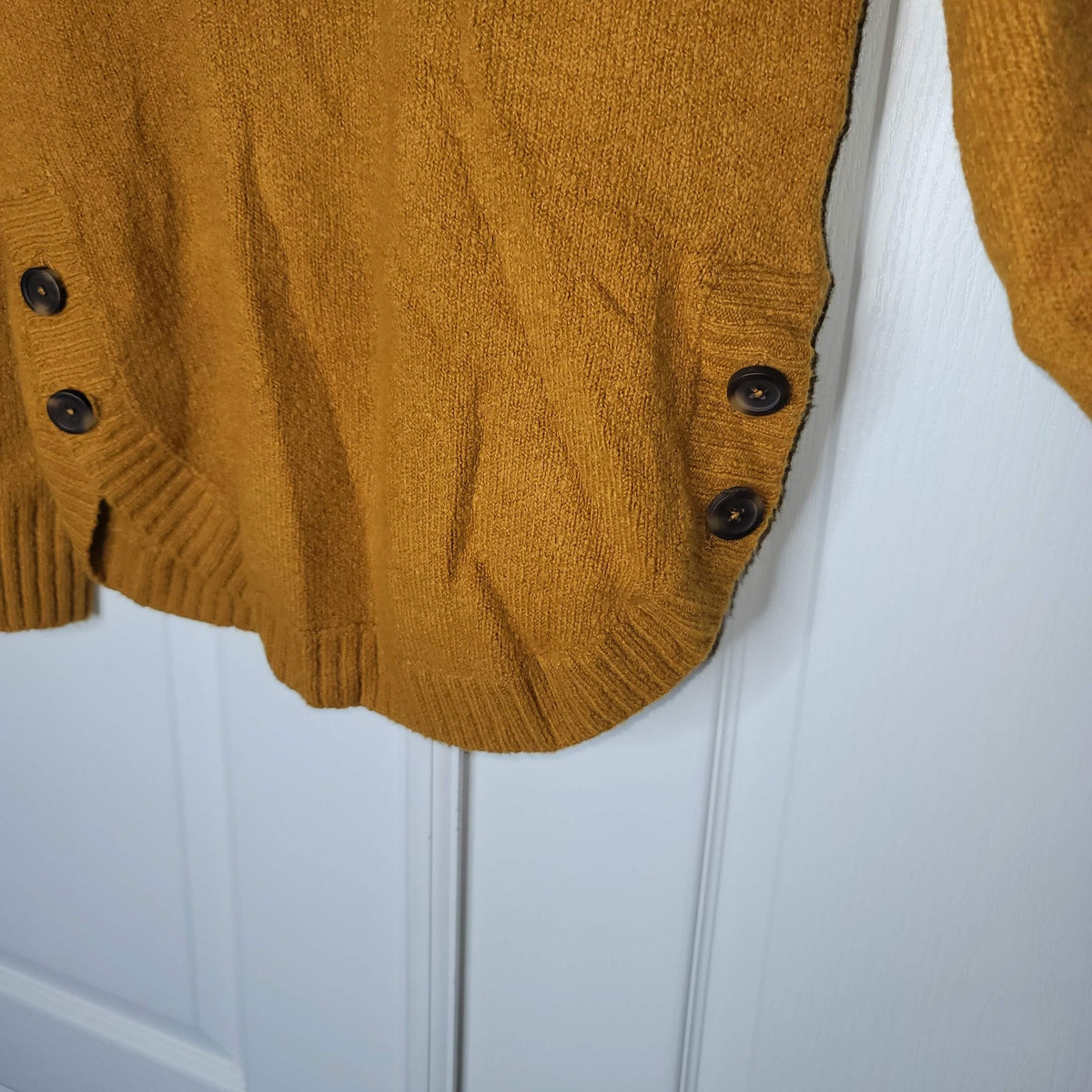 Madewell Demi Side Button Pullover Sweater Crew Neck Antique Gold Size XX-Small