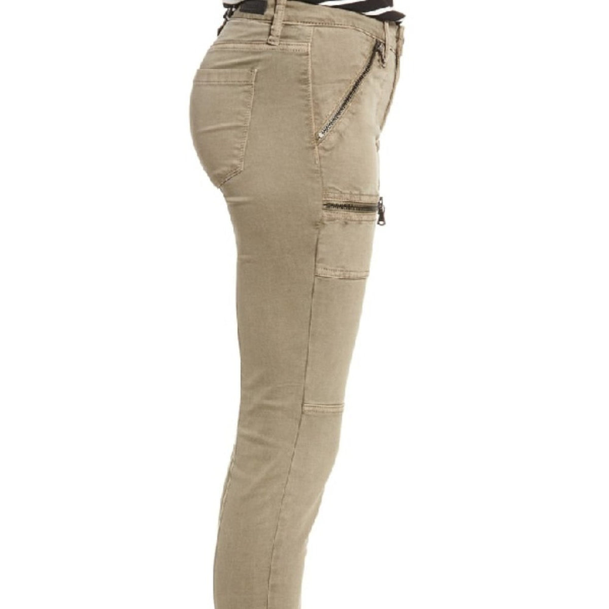 BLANKNYC Zipper Utility Skinny Jeans Low Rise Many pockets Denim Khaki Size 26