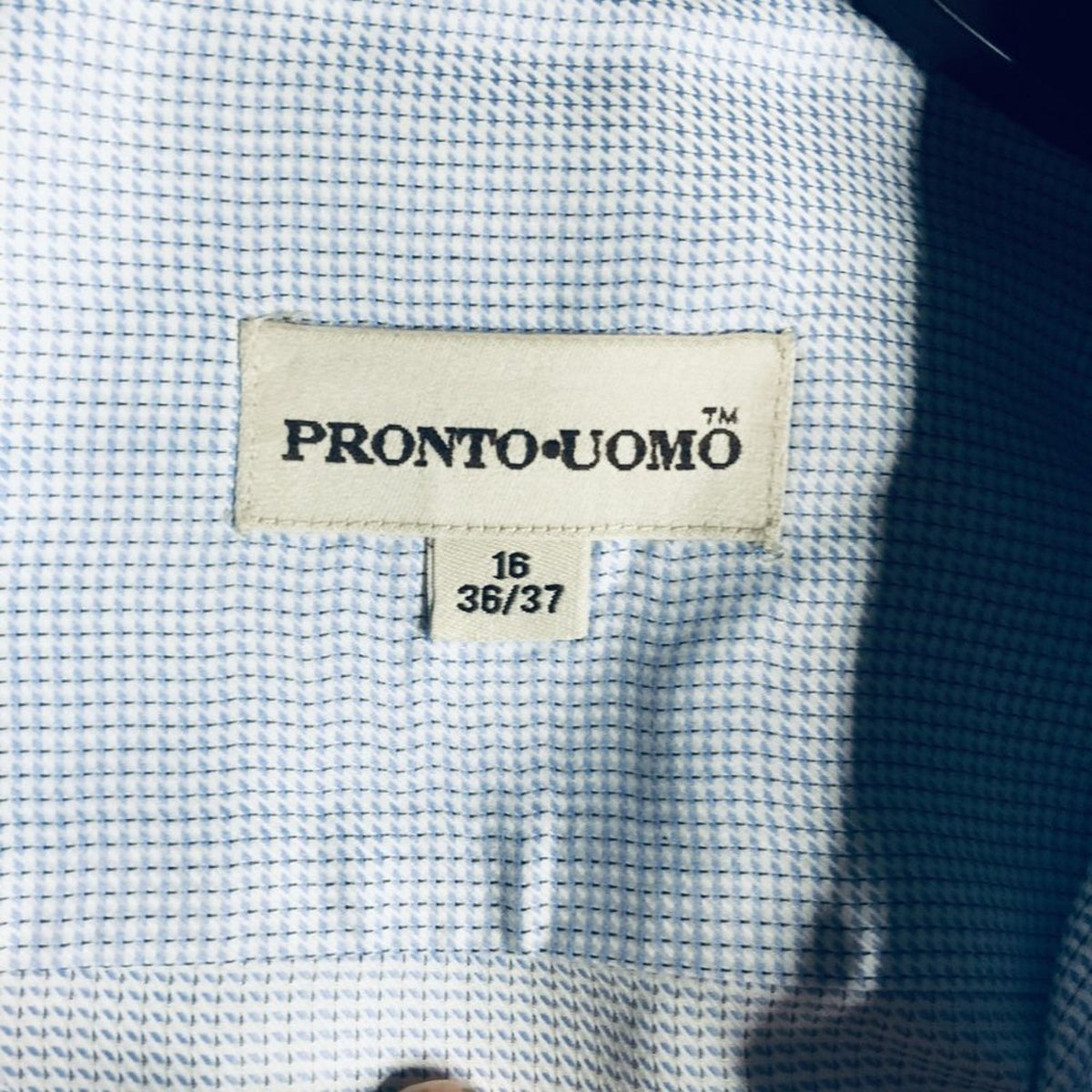 Pronto Uomo Button Down Shirt Long Sleeve Striped Blue / White Large 16 36-37