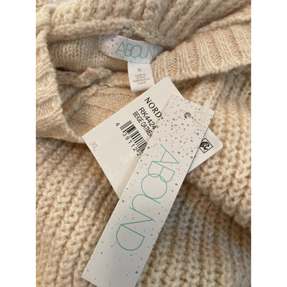 Abound Hooded Pullover Rib Knit Sweater Size XL/Extra Large Beige Oatmeal NWT