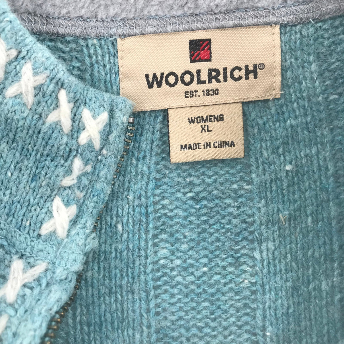 Woolrich Vintage SKI Sweater Long Sleeve 3/4 Zip Knit Pullover Blue X-Large