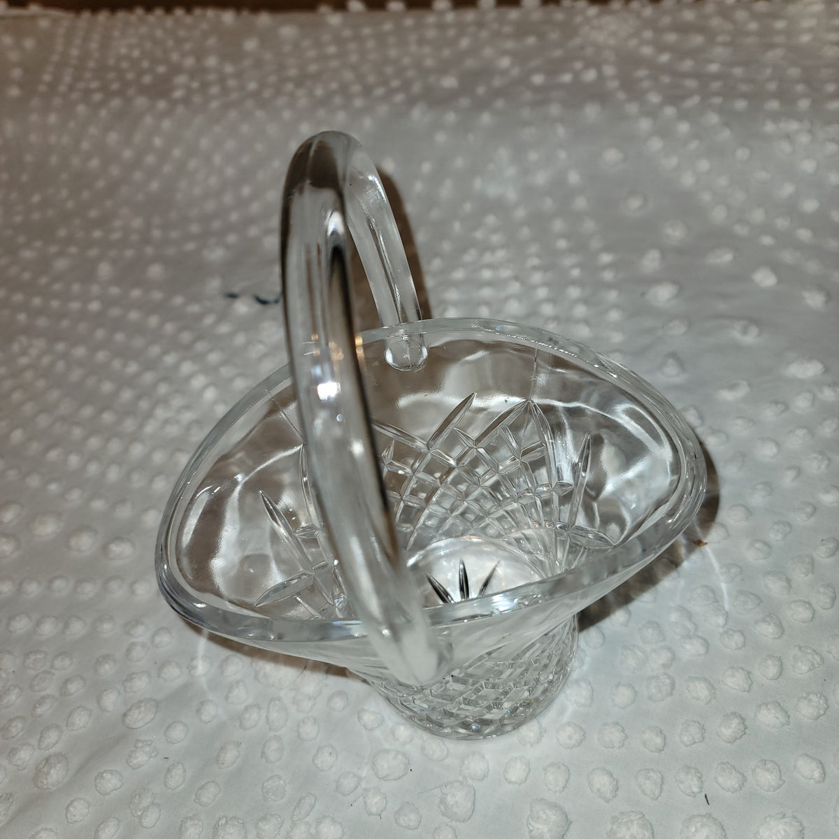Glass basket planter diamond pattern woben