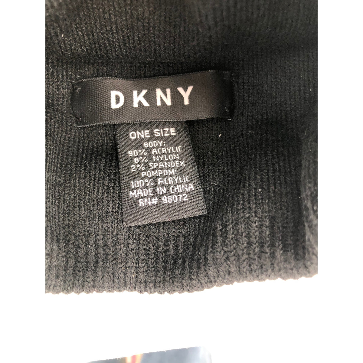 DKNY Women's Logo Stadium Beanie With PomPom Red/black hat Warmer