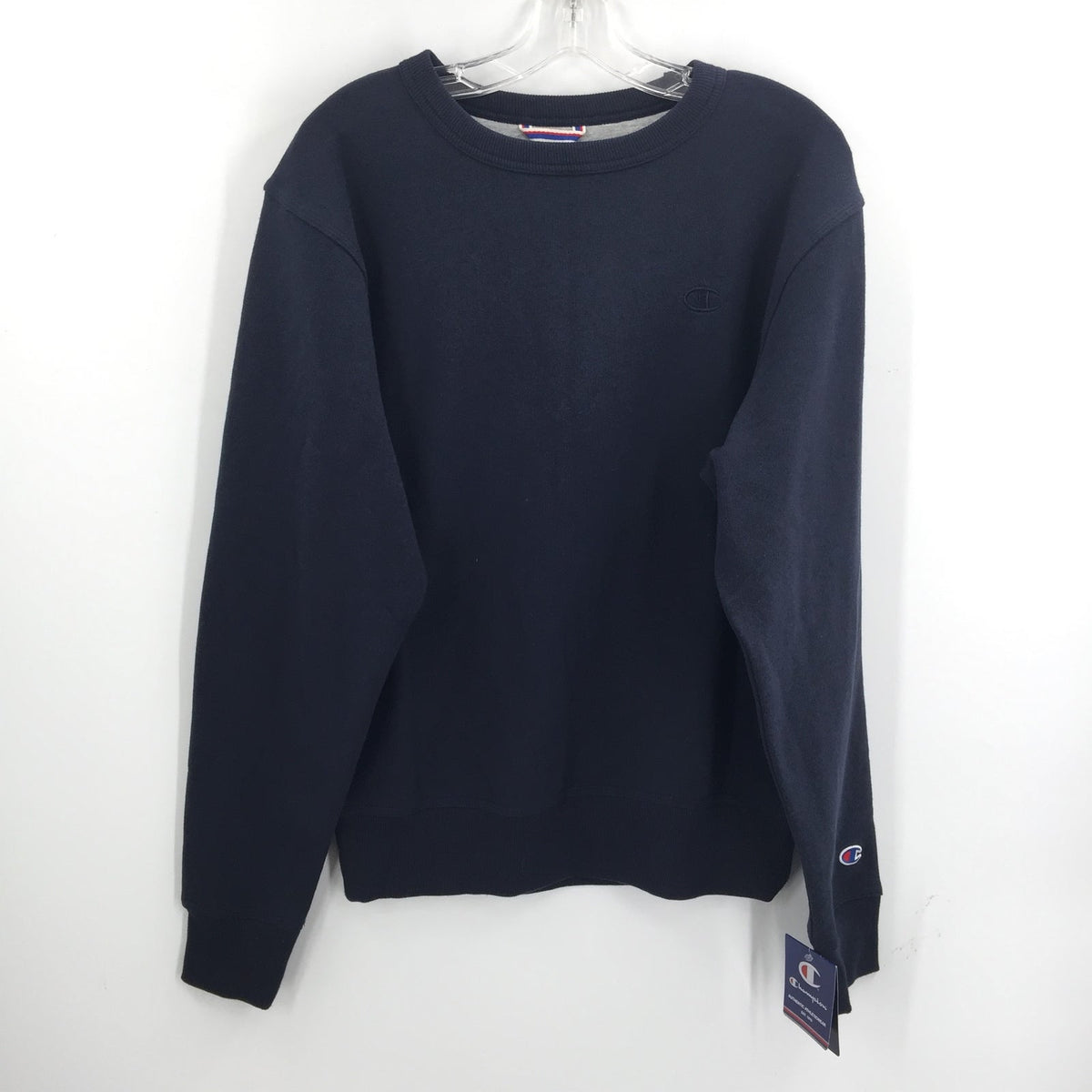 Champion Pullover Sweatshirt Long Sleeve Crew Neck Solid Navy Size Small