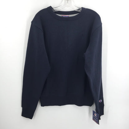 Champion Pullover Sweatshirt Long Sleeve Crew Neck Solid Navy Size Small