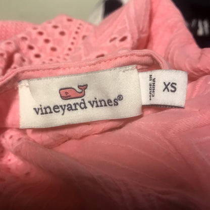 Vineyard Vines Pink Eyelet Knit Mix A-Line Top Size XS blouse sleeveless summer