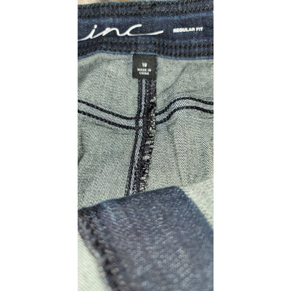 Inc Destructed Fray-Trim Crossover Blue Denim Tulip Hem Denim Skirt Size 18