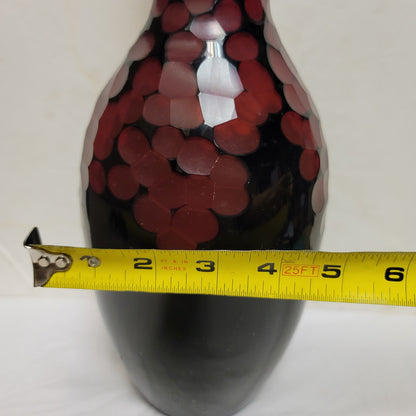 Glass hand blown 19"  Deep Ruby Blood Red vase Plucked top Pontil Thumbprint