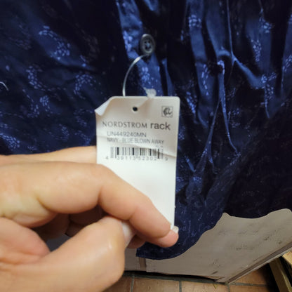 14th & Union SMALL button Down Shirt Print Blue CASUAL short sleeve BLOWN AWAY
