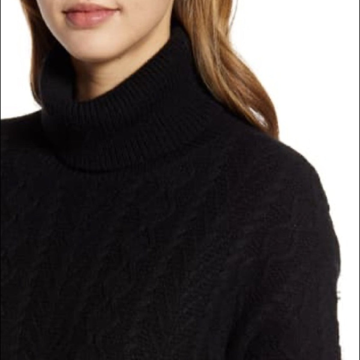 Halogen Navy Oversized Cable Turtleneck XSmall
