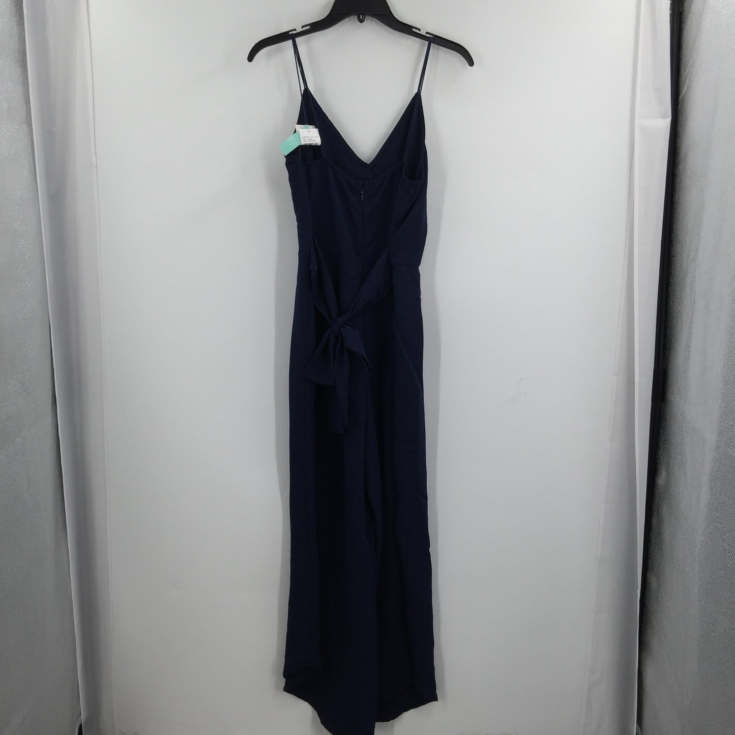 Abound Sleeveless Spaghetti Strap V-Neck Tie Waist Jumpsuit Navy Size Small