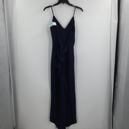 Abound Sleeveless Spaghetti Strap V-Neck Tie Waist Jumpsuit Navy Size Small