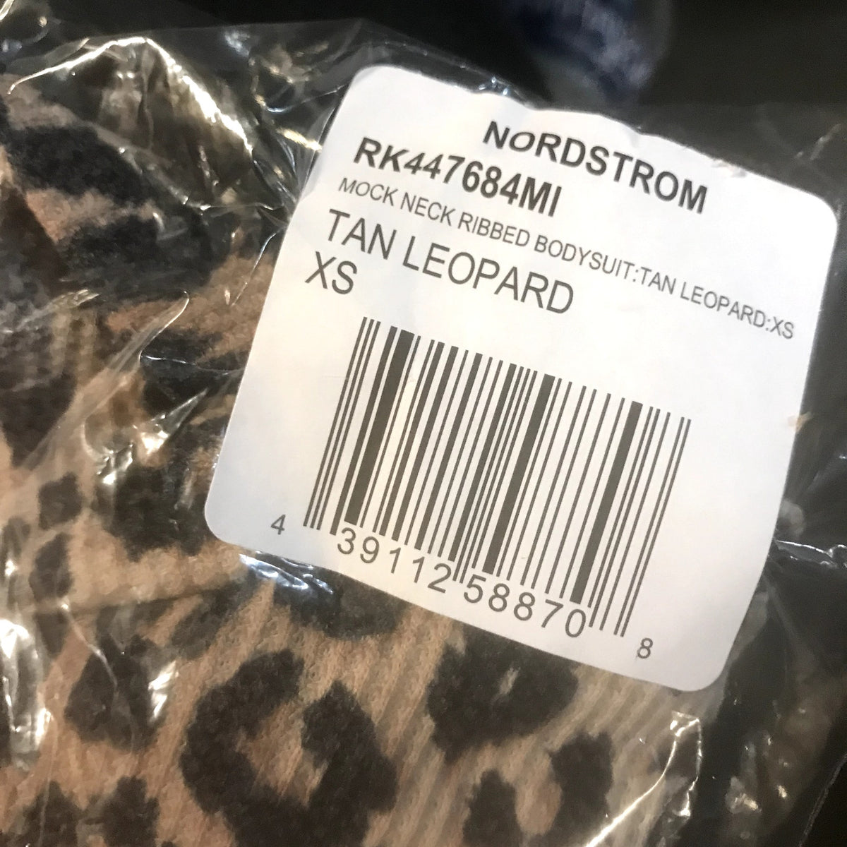 Abound NWT Tan Ribbed Mock Neck Leopard Long sleeve Bodysuit XS NEW Casual